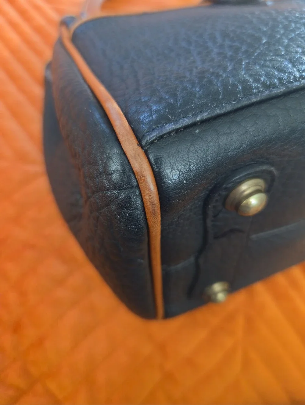 Vintage 1990s Dooney & Bourke All-Weather Leather Black British Tan Top Handle